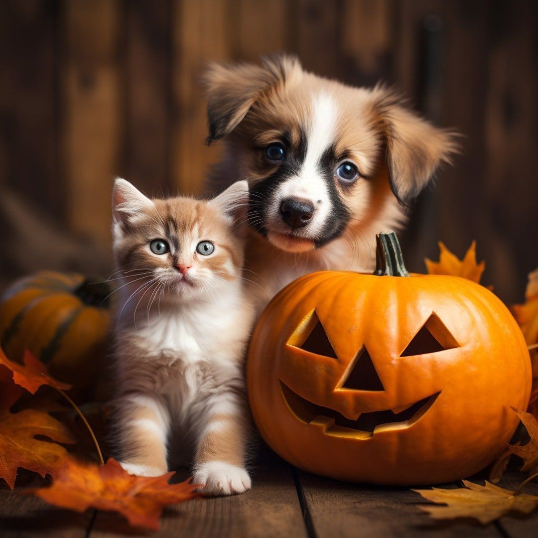 1080x1080 Puppy & Kitten Ready for Halloween