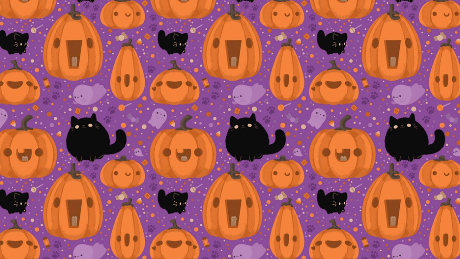 1920x1080 Cute Aesthetic Halloween Cats