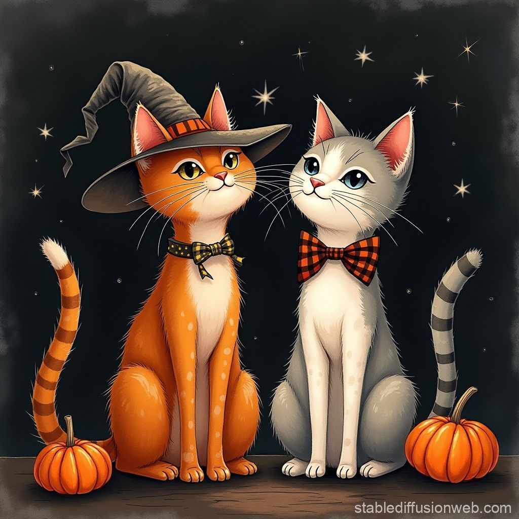 1024x1024 Whimsical Halloween Party with Cats