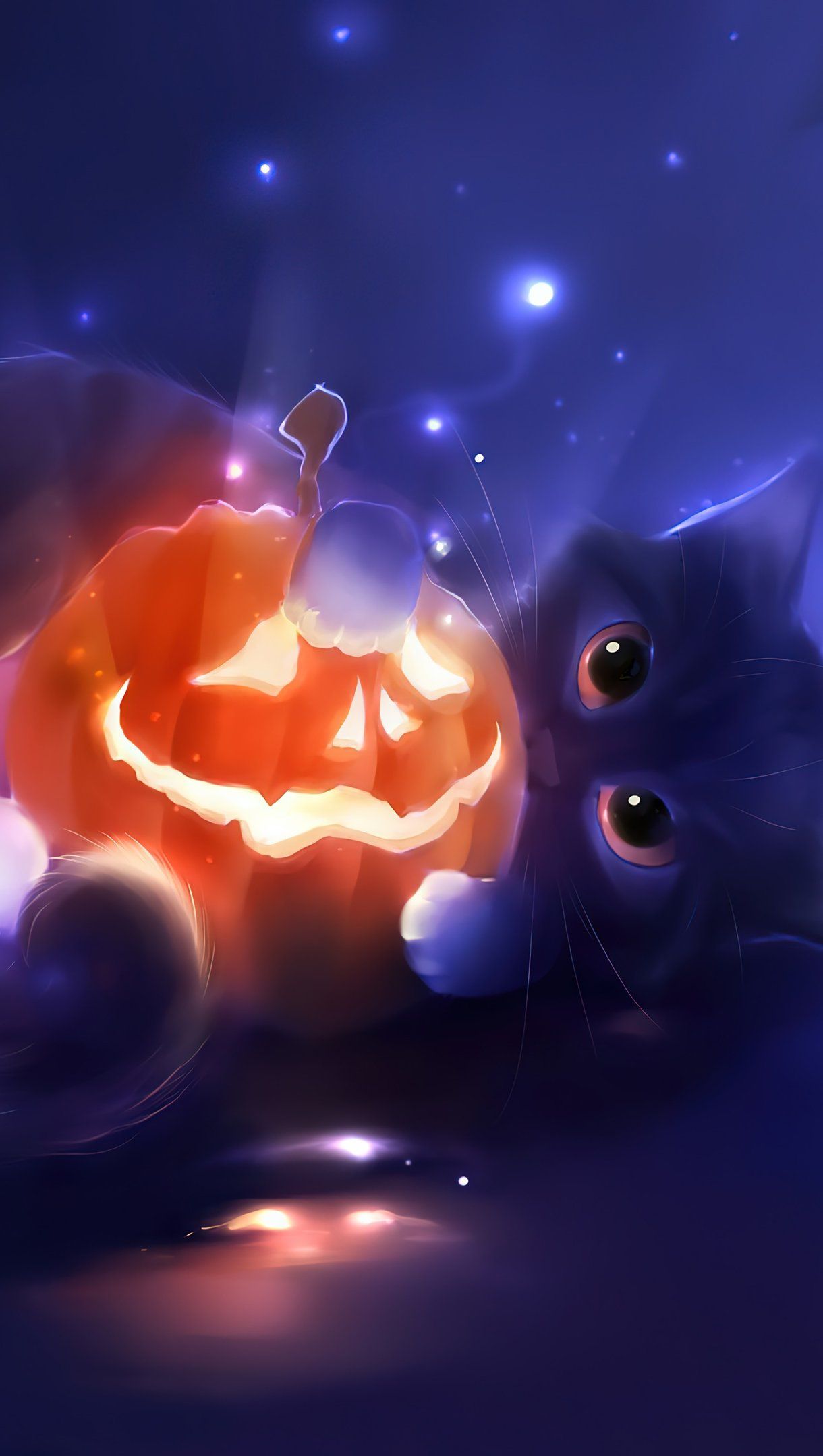 1220x2160 Kitten with pumpking Wallpaper 4k HD