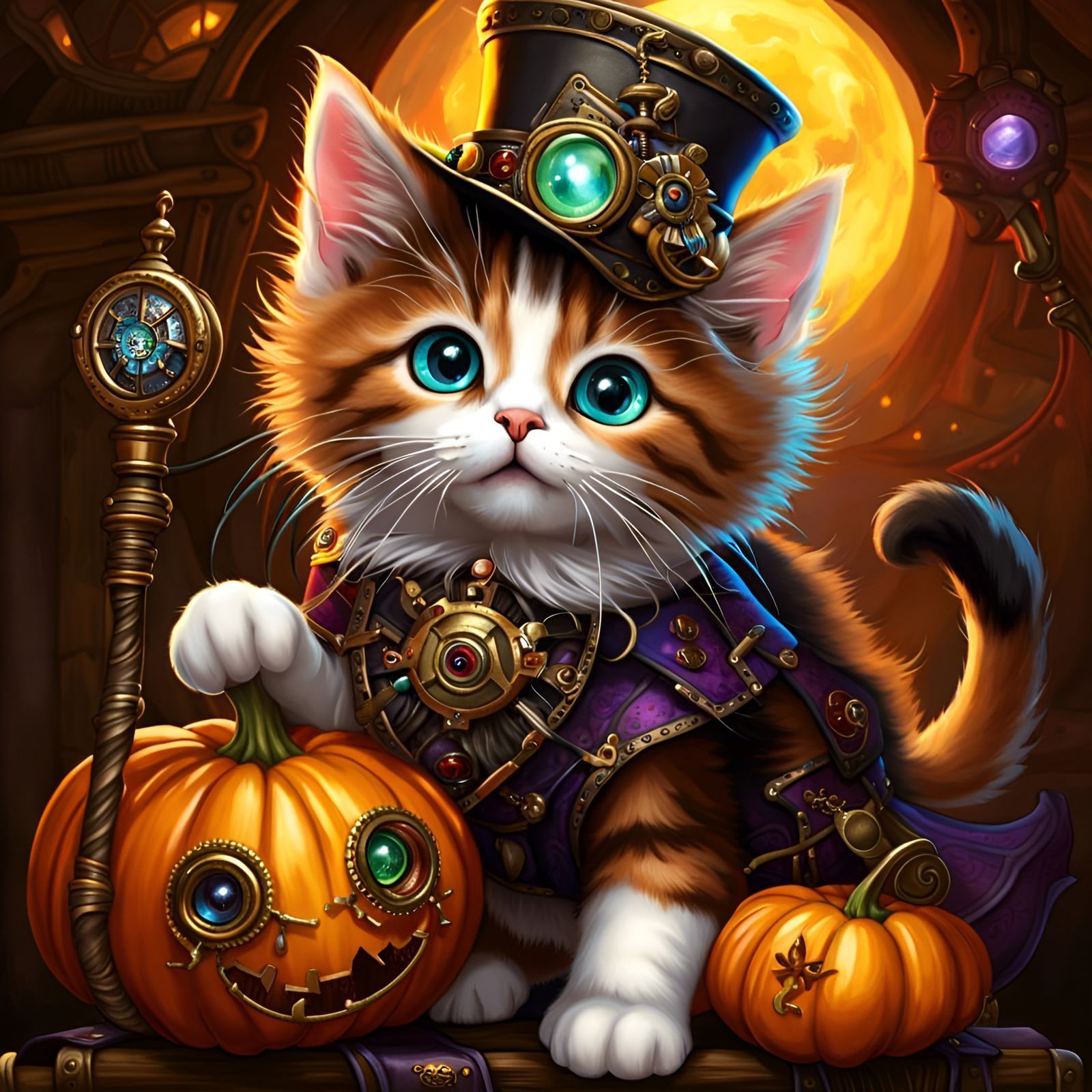 1600x1600 Steampunk Halloween Kitten Sorcerer