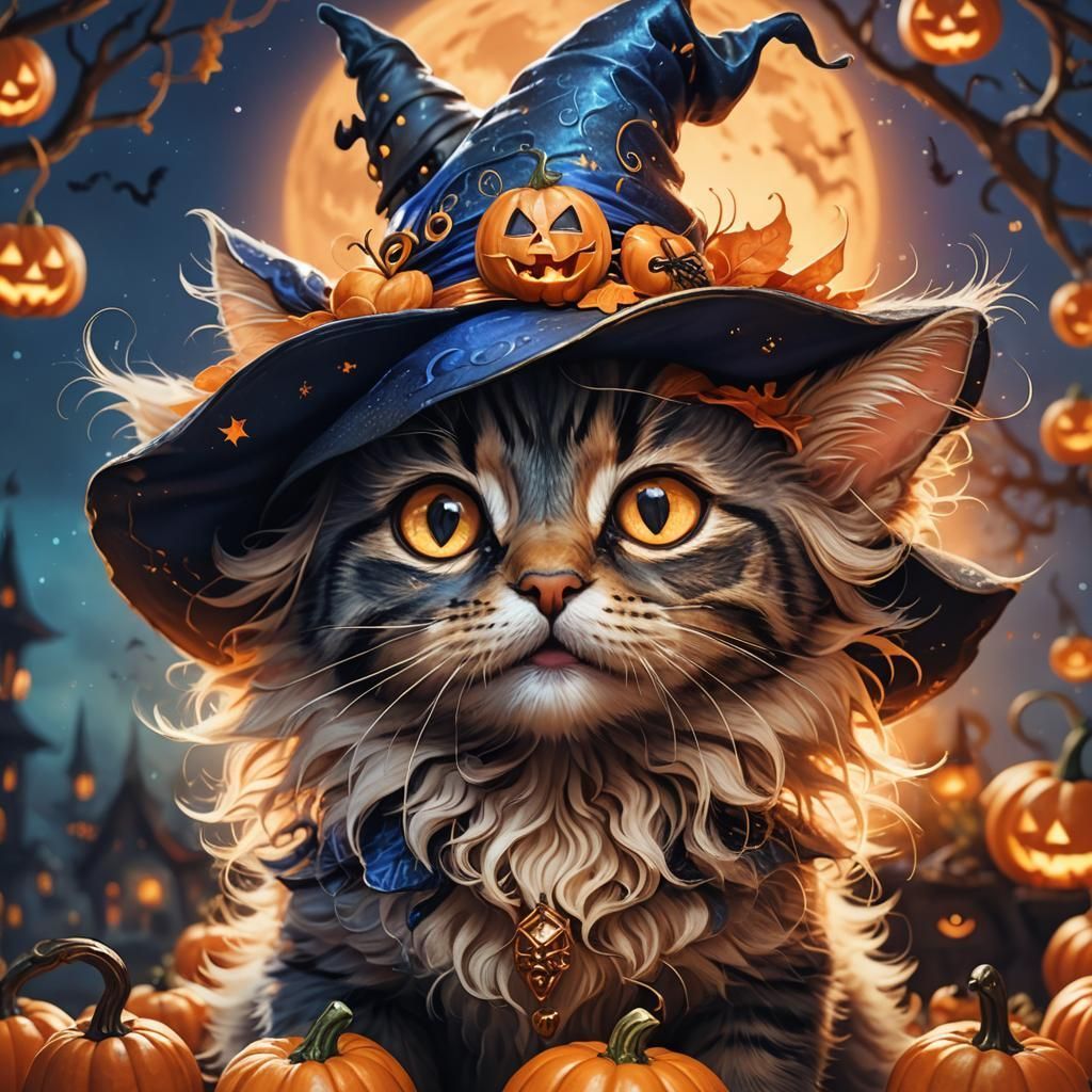 1024x1024 halloween kitten Generated Artwork