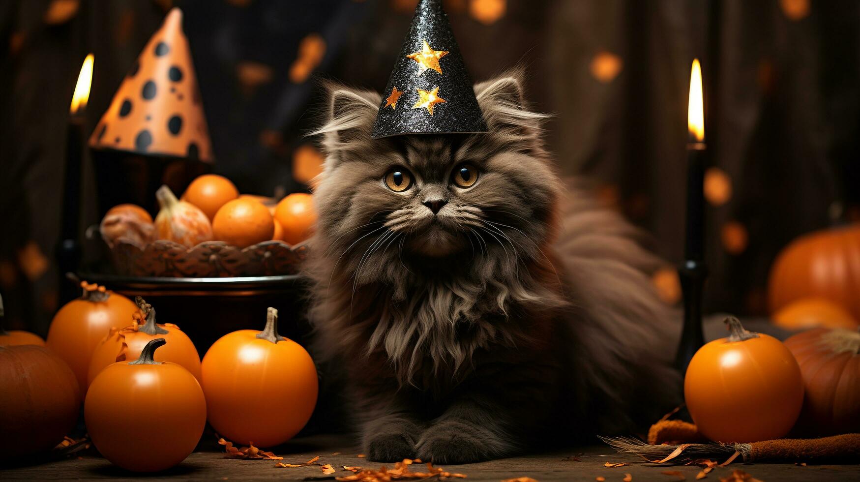 1749x980 Cute Cat , Halloween theme on isolated