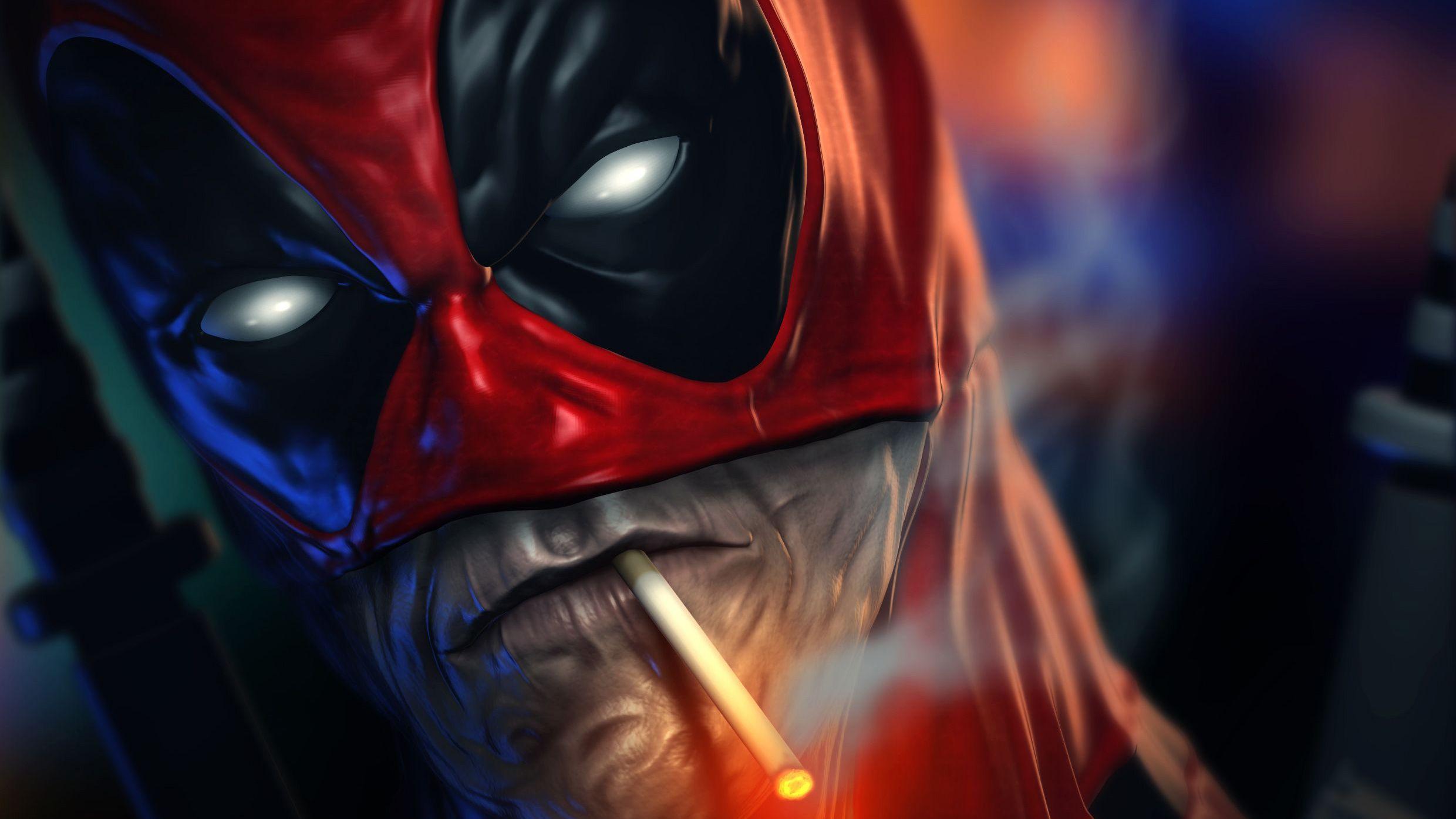 2480x1395 Deadpool Hút thuốc lá, Siêu anh hùng HD, Hình nền 4k