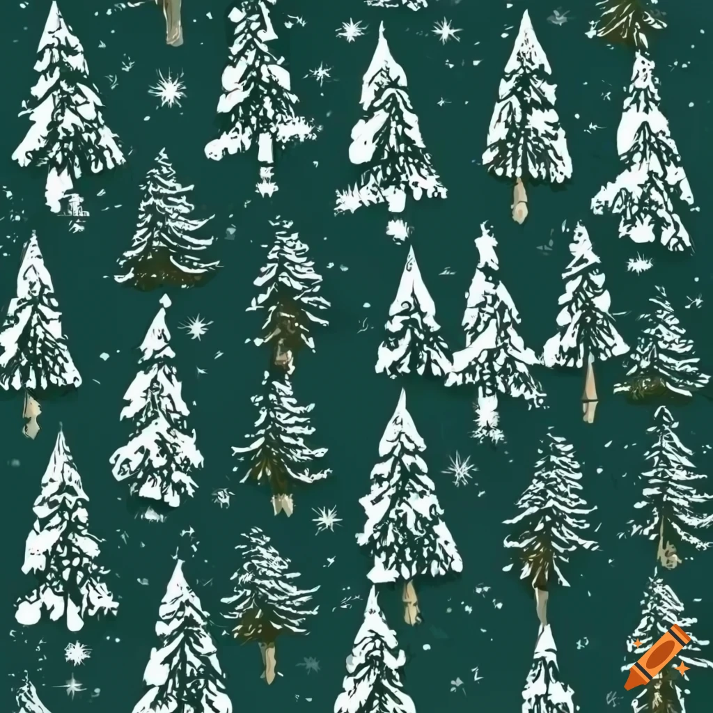 1024x1024 snowy christmas trees on Craiyon