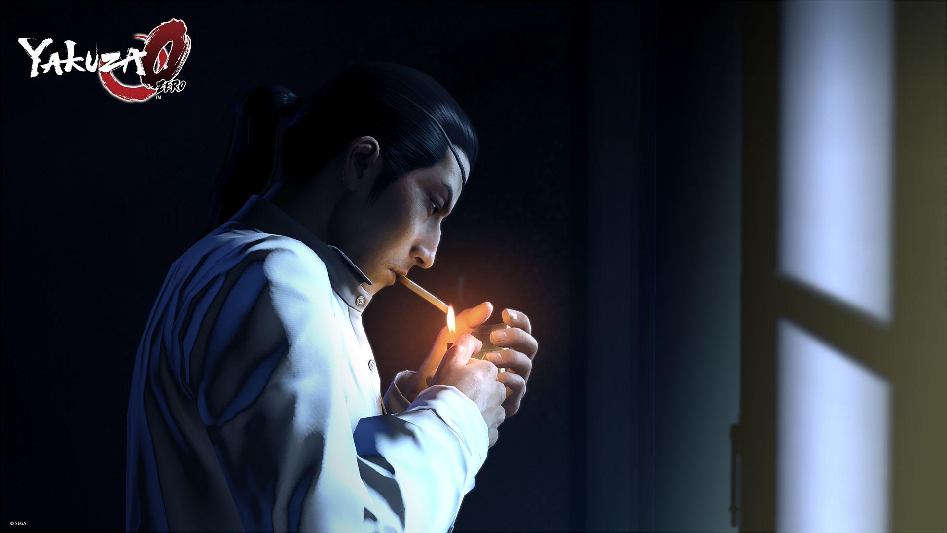 1920x1080 Majima hút thuốc.  Hình nền từ Yakuza 0