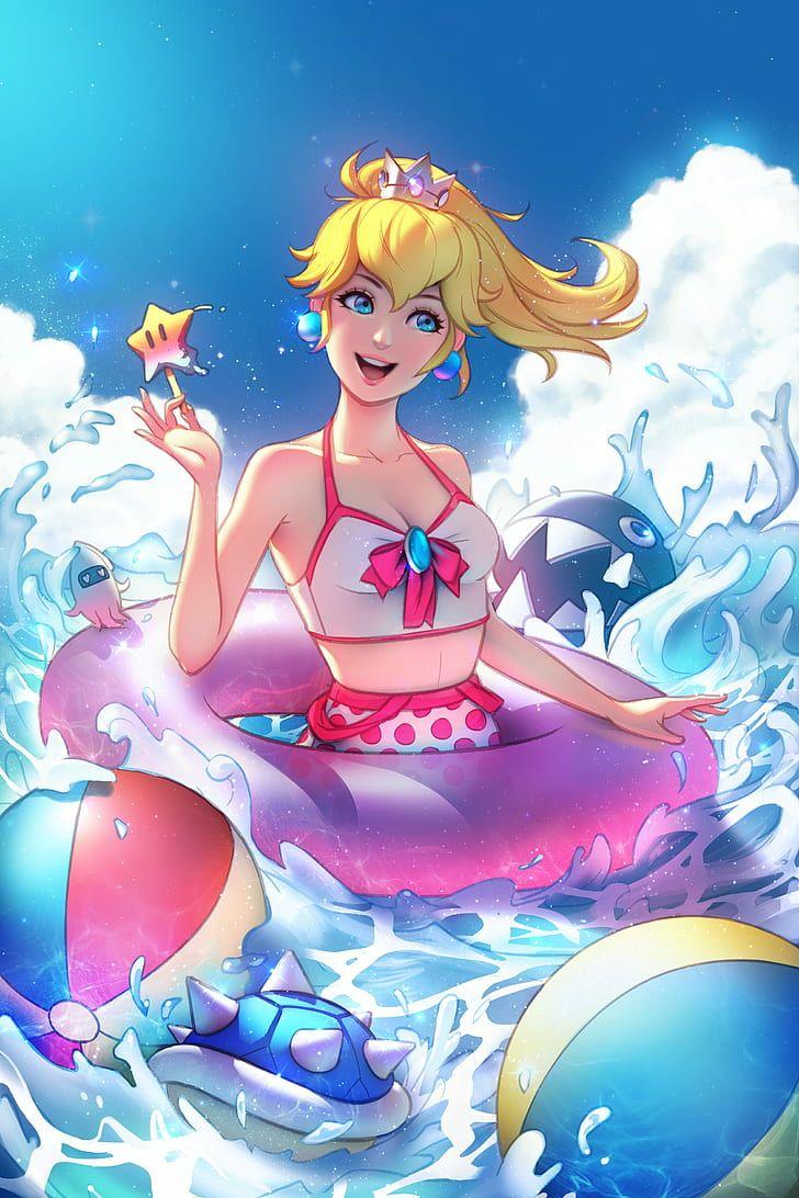 728x1092 HD wallpaper: blue eyes, Princess Peach, blonde, Jonathan Hamilton