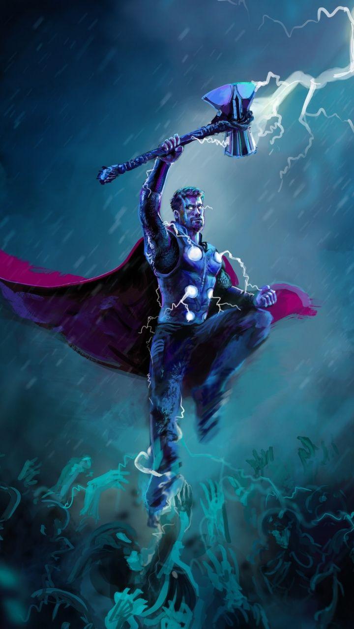 720x1280 Thor With Stormbreaker 4k Free Wallpaper & Background