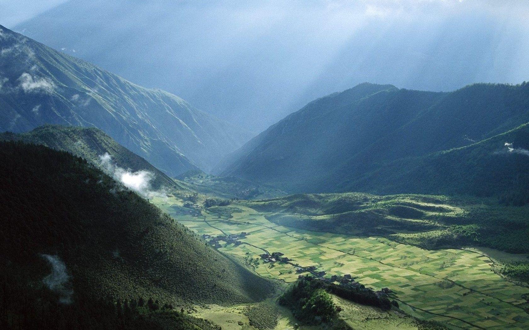 1680x1050 Fields: Famous Village Tibet Spots Worldwide Tourist Agricultural