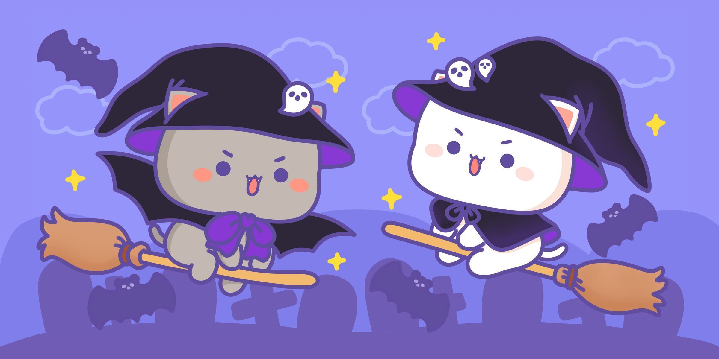2400x1200 Peach & Goma Halloween Broomsticks