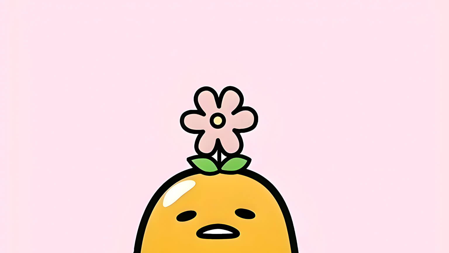 1536x864 Sanrio Gudetama with Flower Light Pink Desktop Wallpaper in 4K