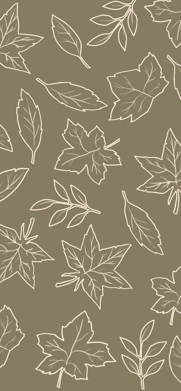 736x1592 Fall Leaves Green Wallpaper