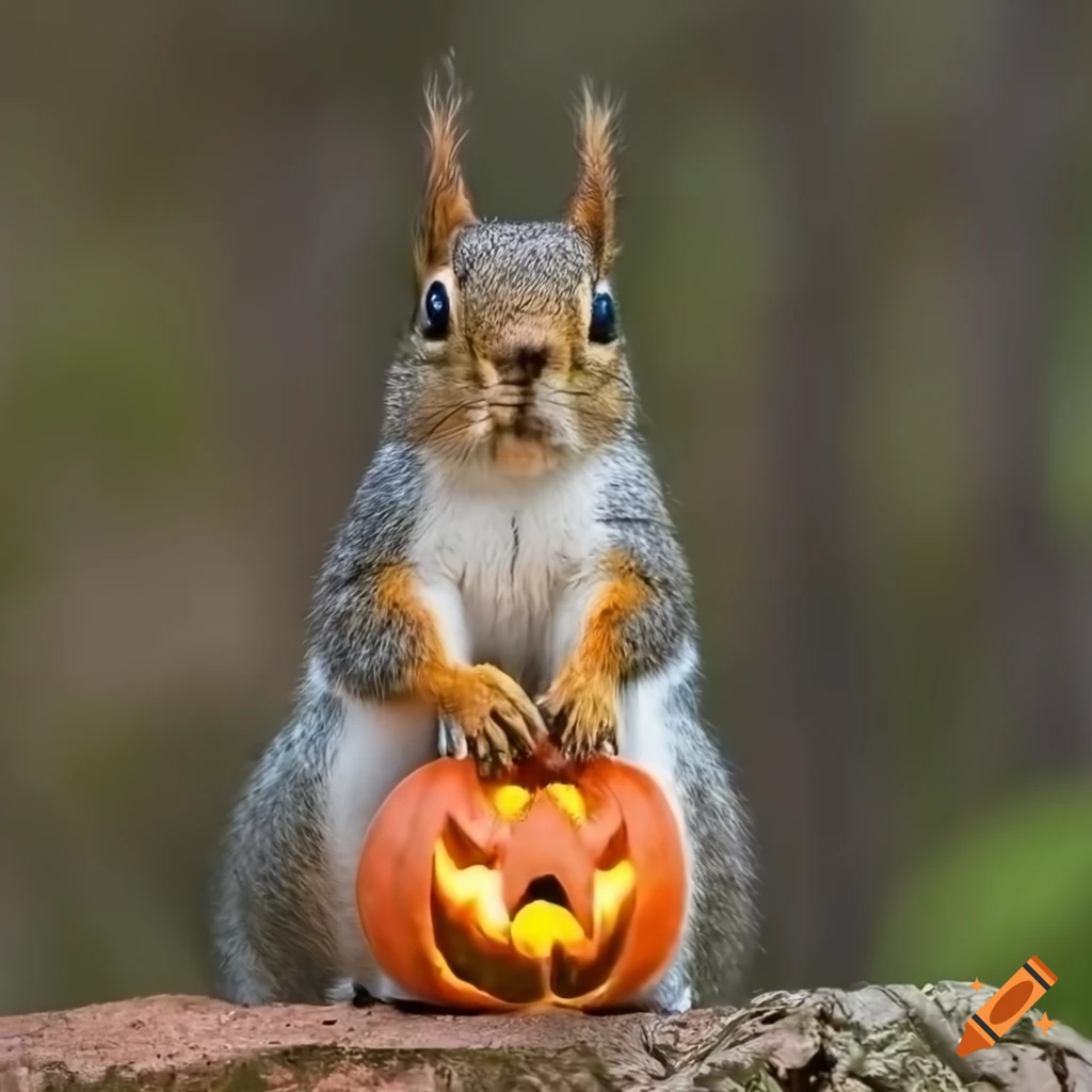 1024x1024 Hyper Realistic Squirrel On A Jack O