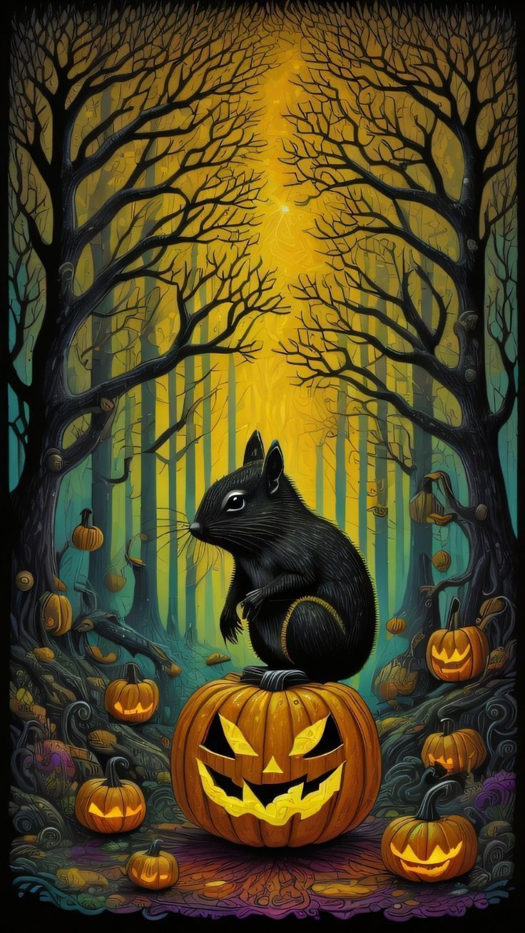 736x1308 Black Squirrel Pumpkin