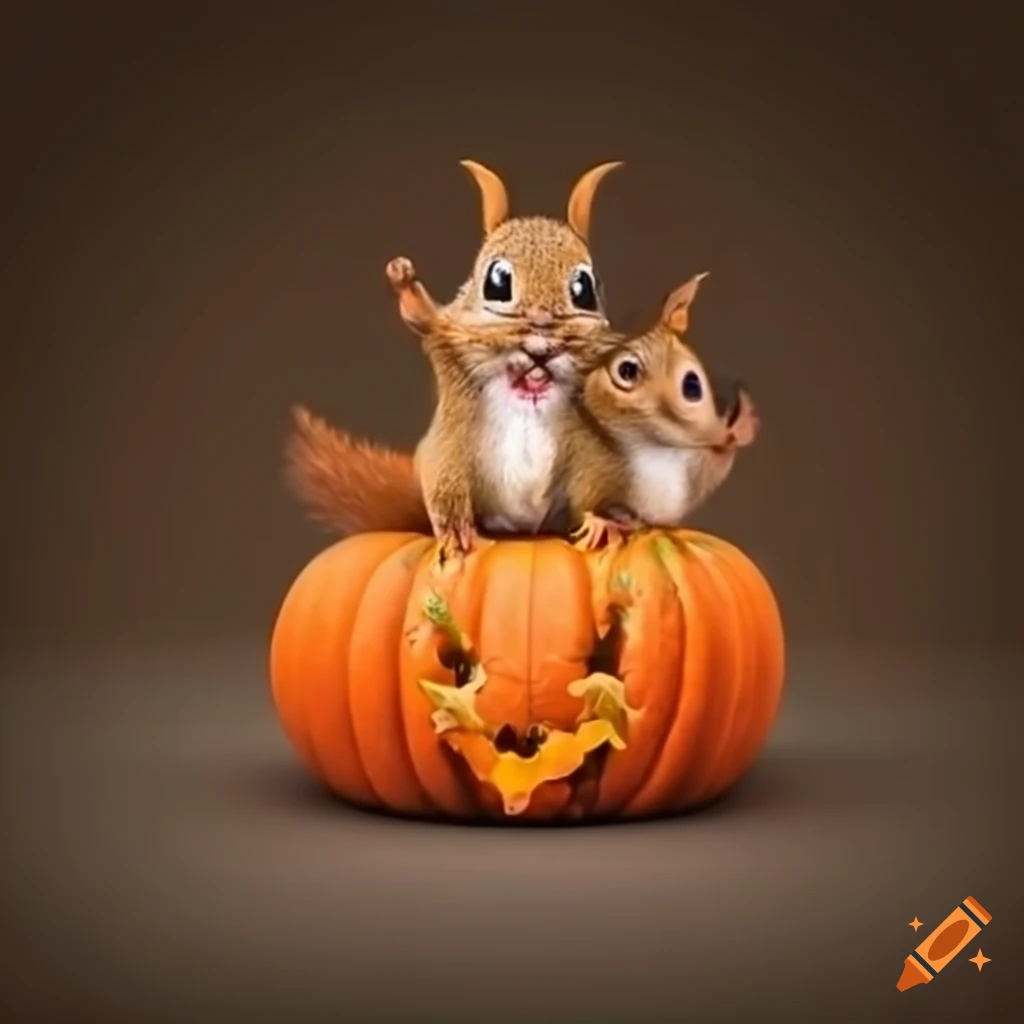 1024x1024 Cute two squirrels with pumpkin on Craiyon