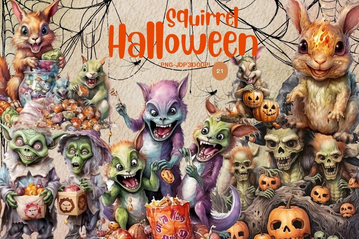 1200x800 Watercolor Squirrel Halloween Clipart