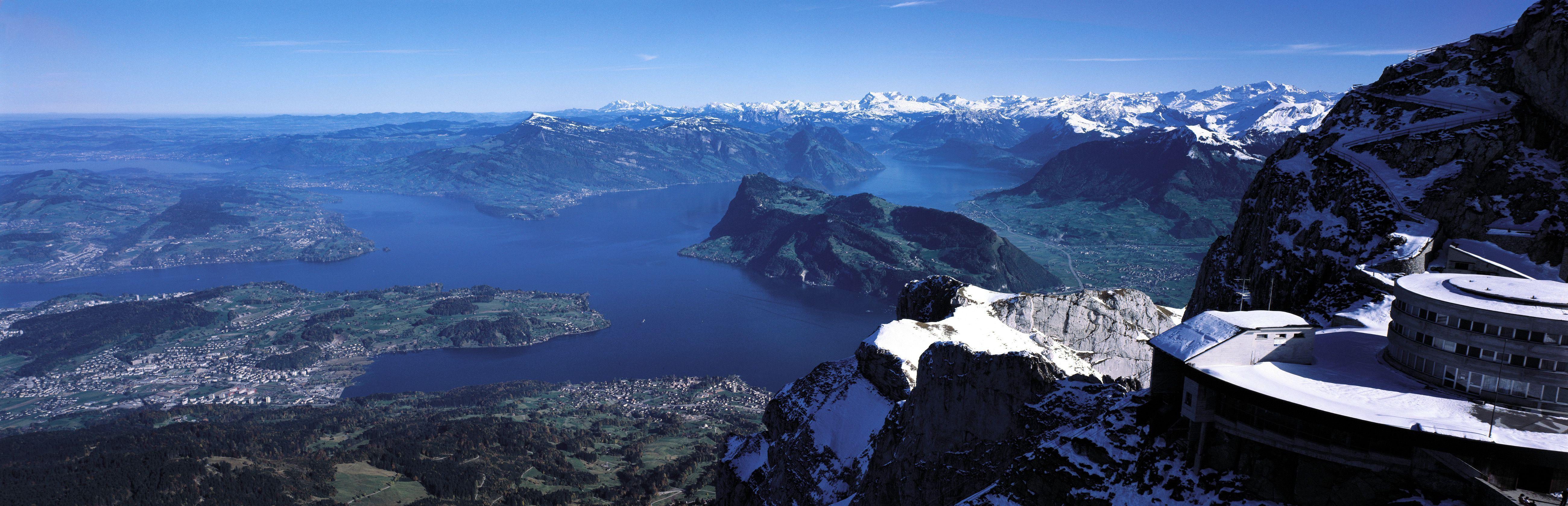 5200x1679 Switzerland latus to Lake of Thun. wallpaperd