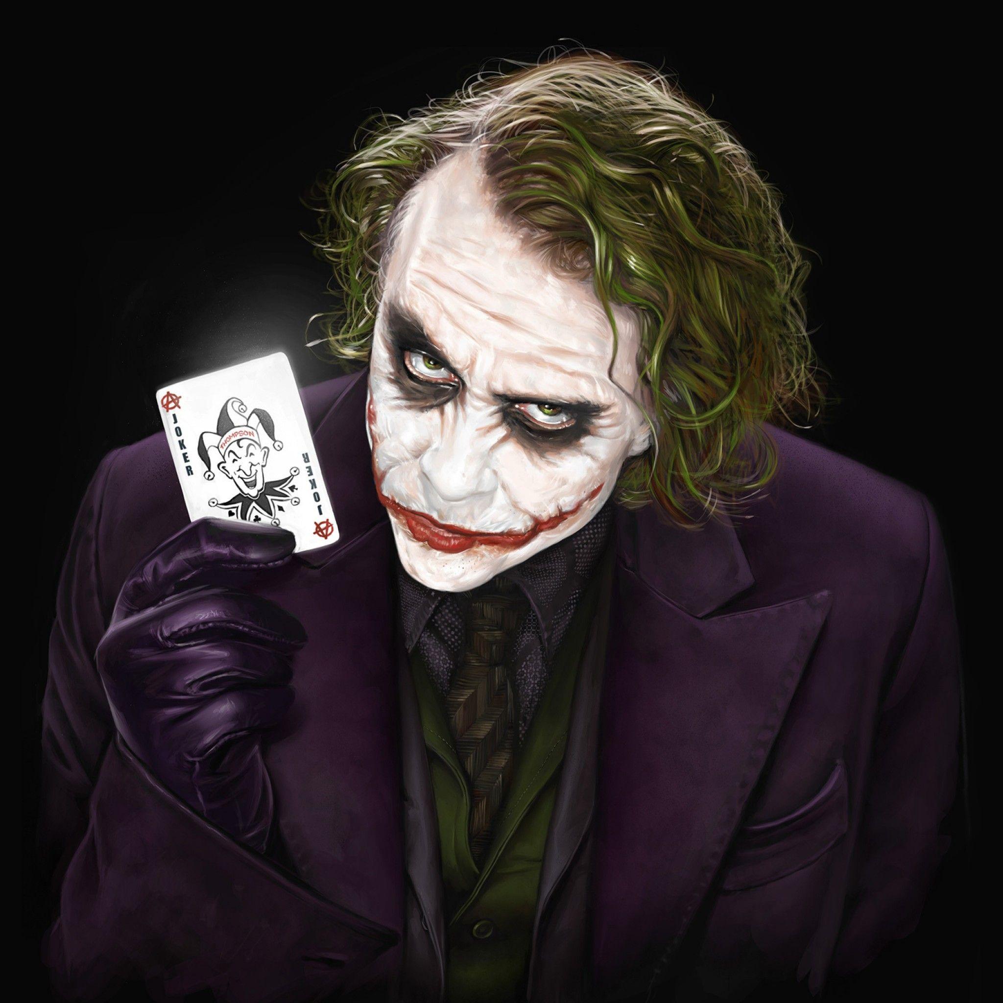 2048x2048 Wallpaper Joker, Heath Ledger, The Dark Knight, HD, Creative
