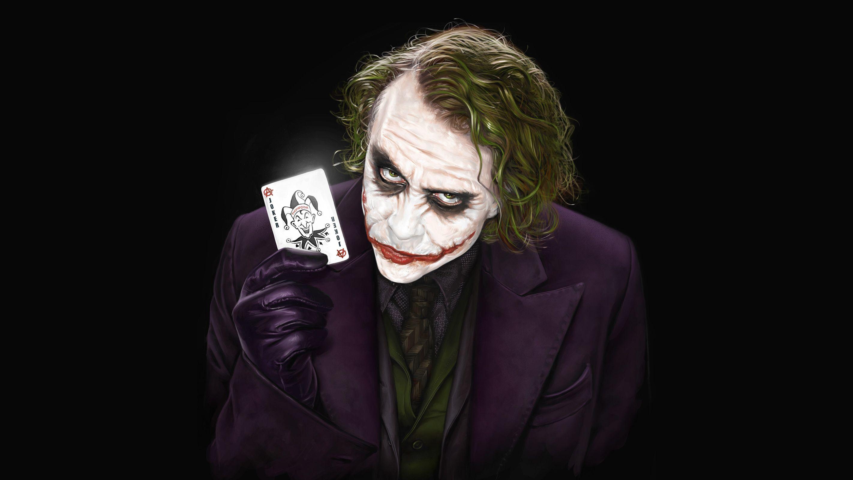 2844x1600 Wallpaper Joker, Heath Ledger, The Dark Knight, HD, Black