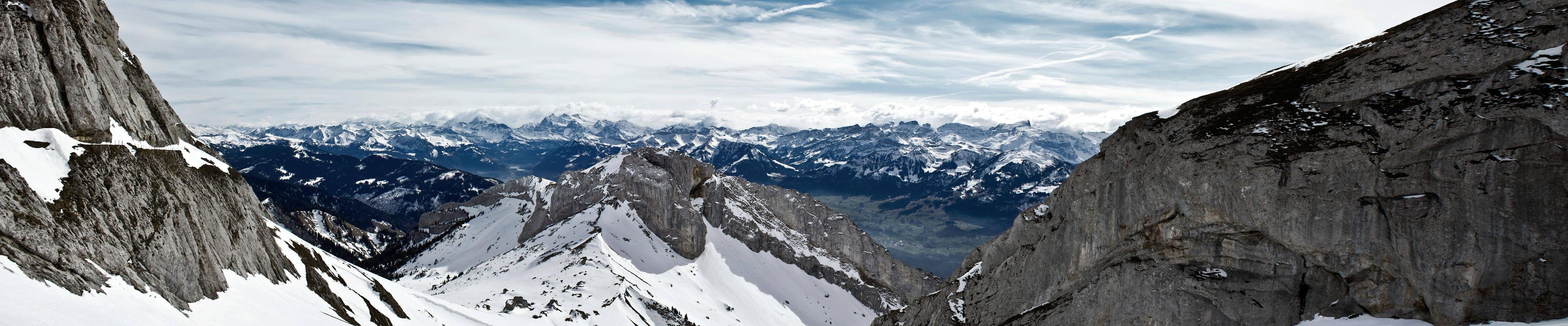 4377x911 More Triple Screen Love: Mount Pilatus [5760x1080]