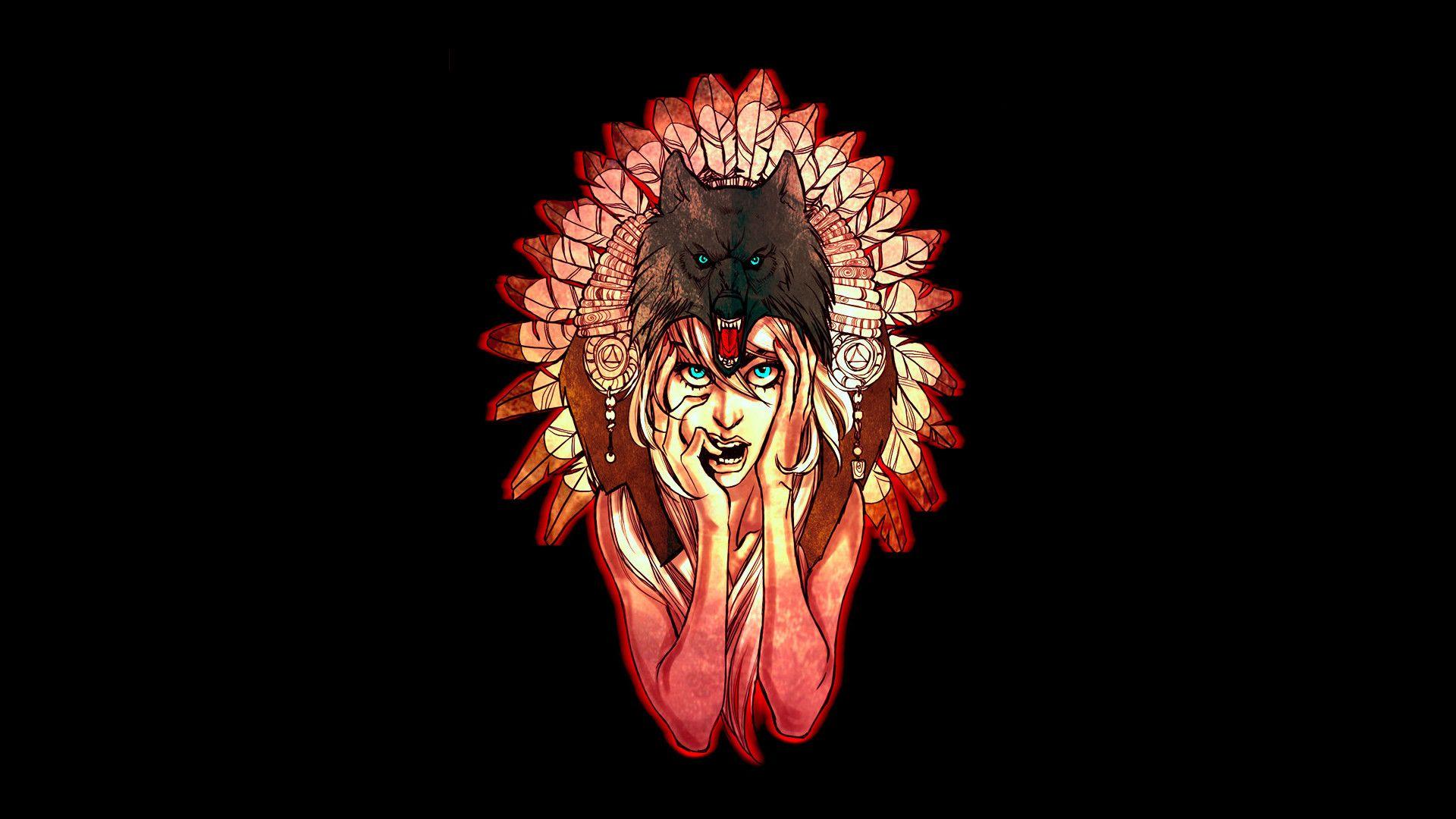 1920x1080 Indian and Wolf Wallpaper Image