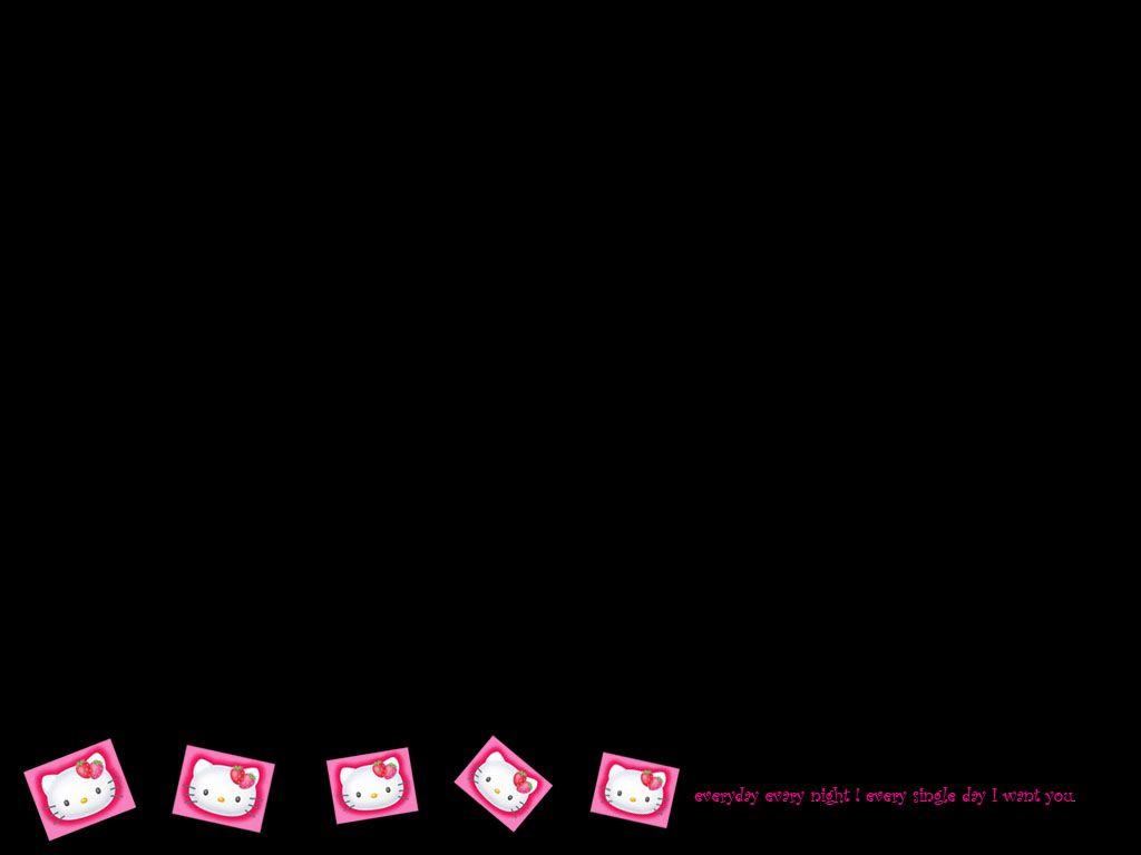 1024x768 Hình nền tình yêu Hello Kitty màu hồng và đen chất lượng cao