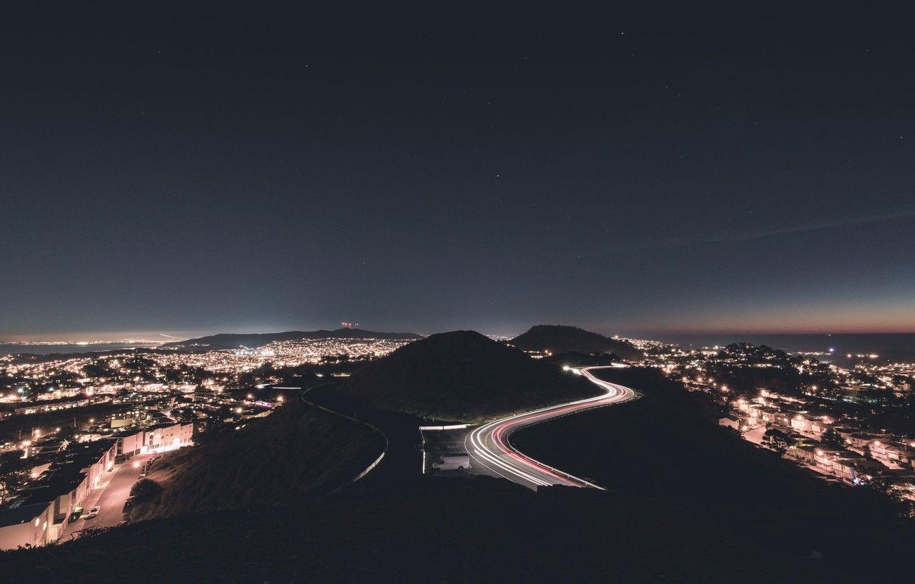 1332x850 Wallpaper lights, night, san francisco, twin peaks image