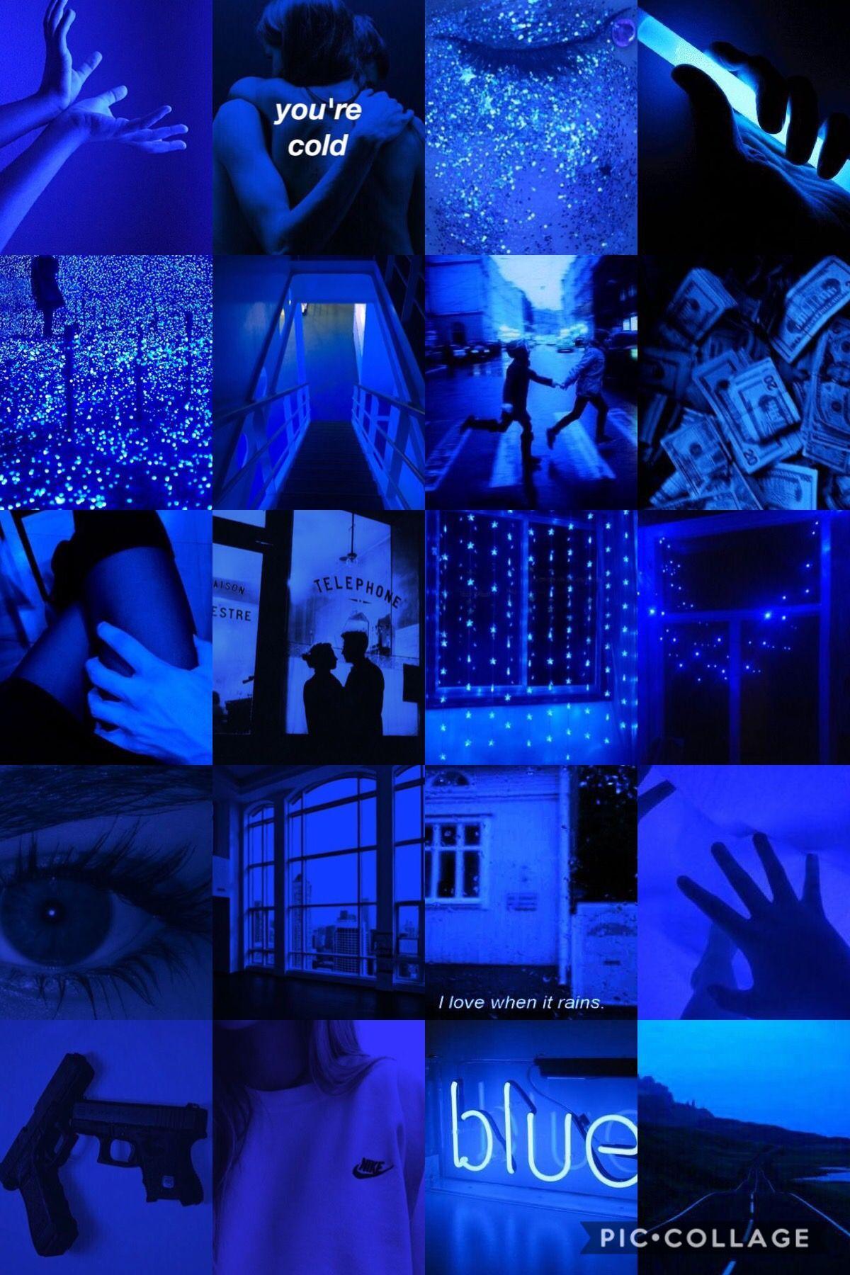 Dark Blue Aesthetic Collage Wallpaper Laptop - katherineinwonderland-rebeca