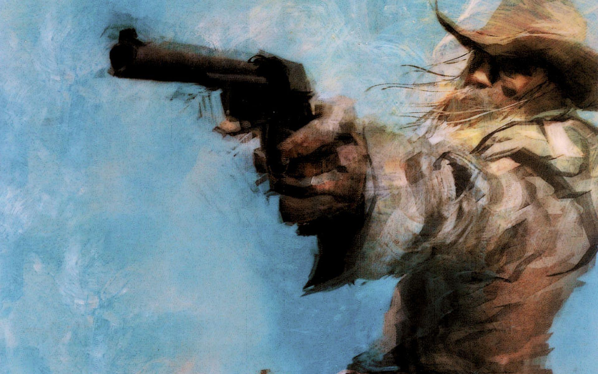 1920x1200 Ultra HD cowboy revolver art. Ultra HD Wallpaper