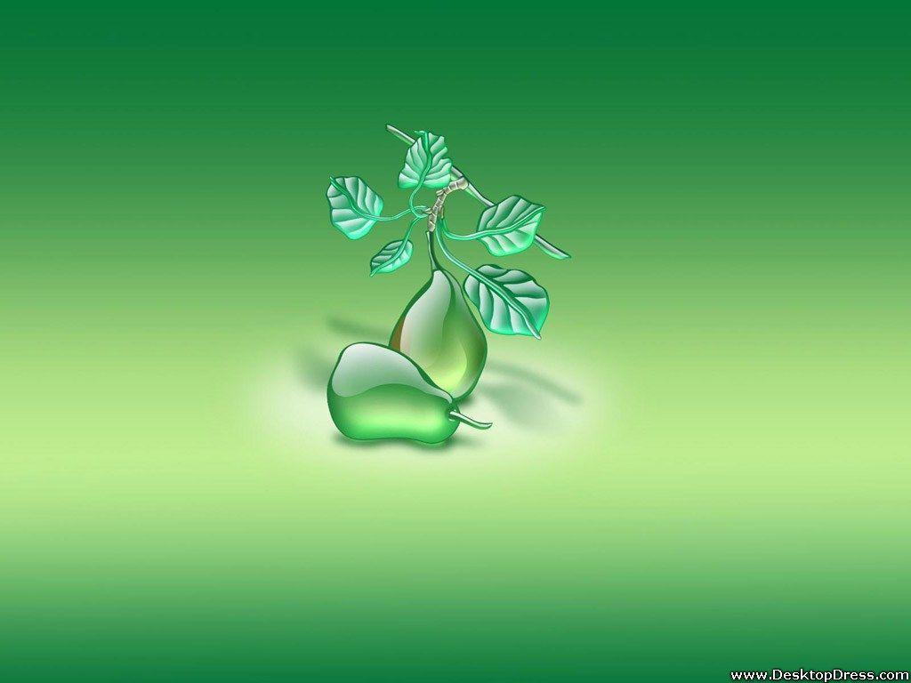 1024x768 Desktop Wallpaper 3D Background Green 3D Fruits
