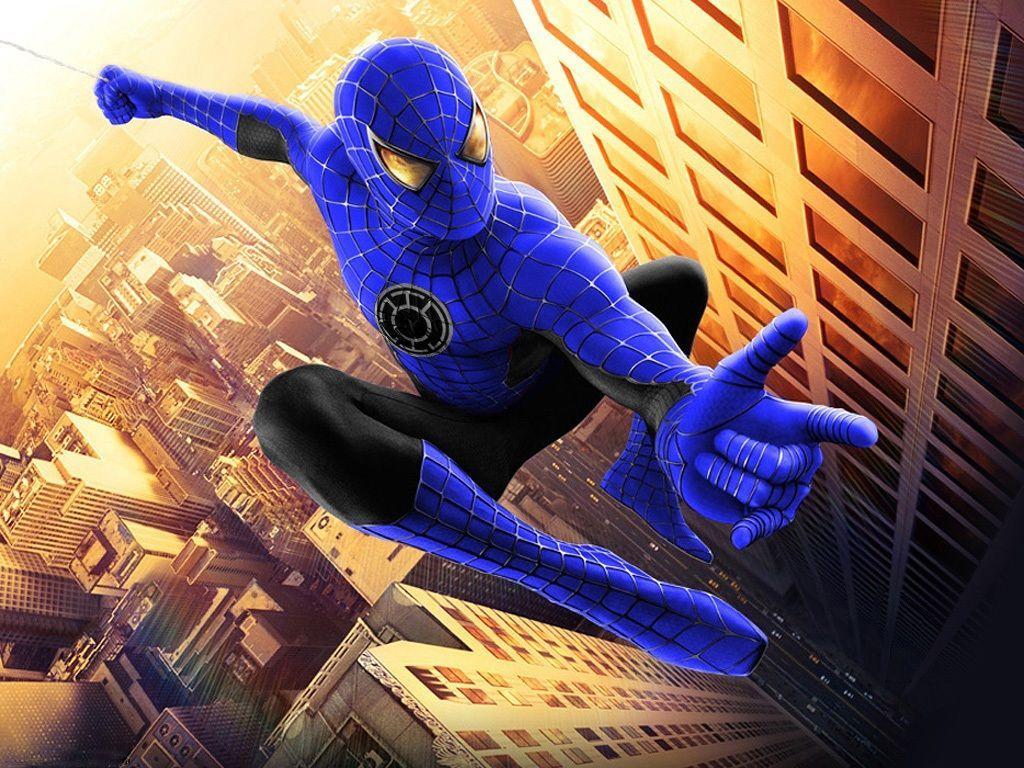 1024x768 Blue Lantern Spider Man