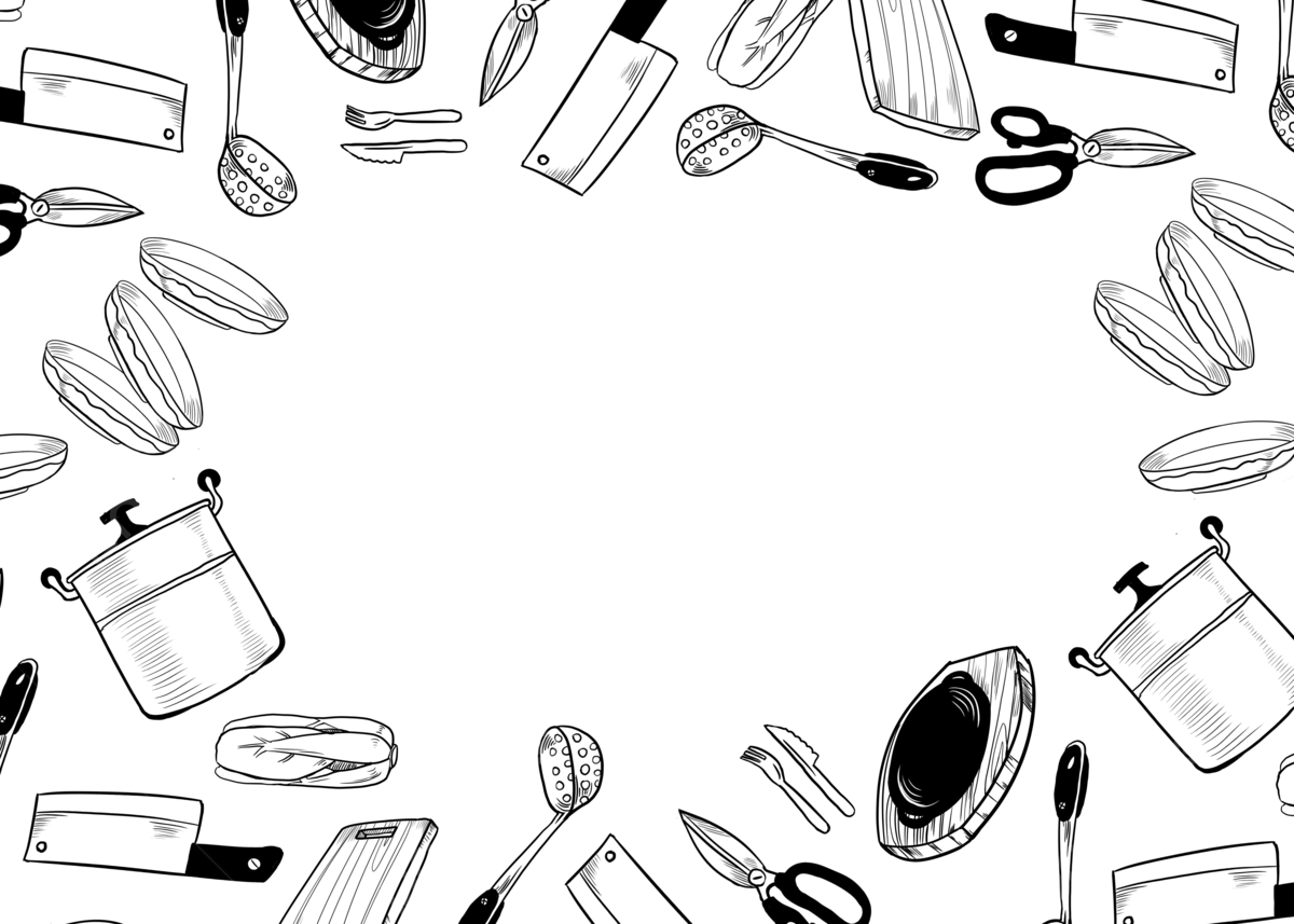 1200x857 Spoon Scissors Hand Drawn Kitchen Tools
