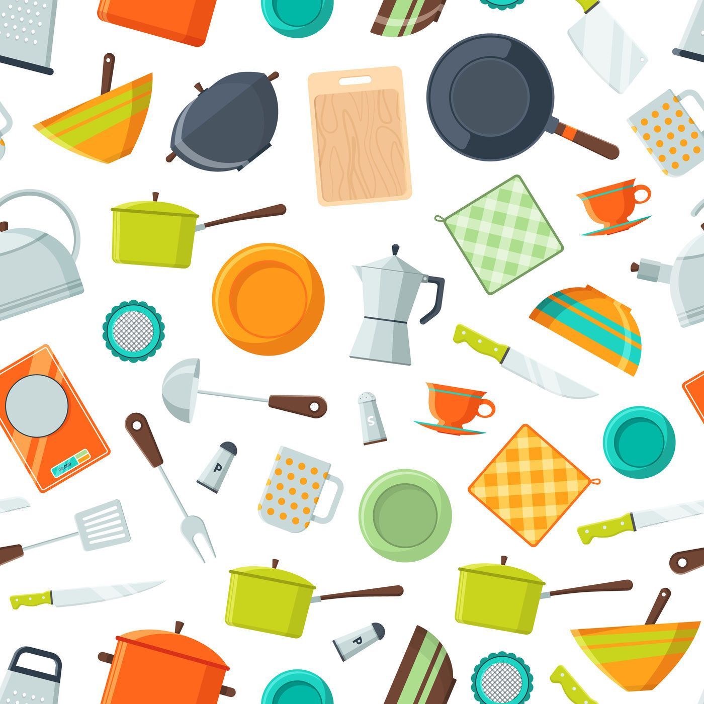 1400x1400 Vector kitchen utensils flat icons