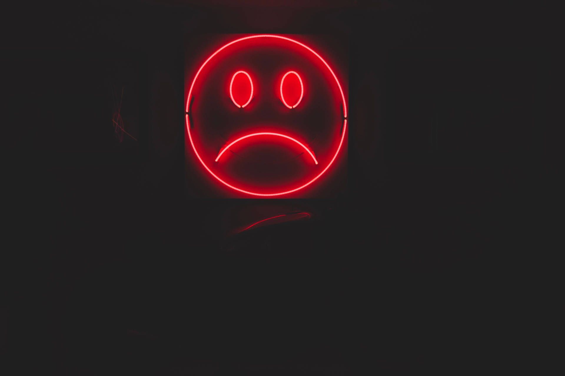 1920x1280 Dark Sad Red Neon Lonely Face Wallpaper