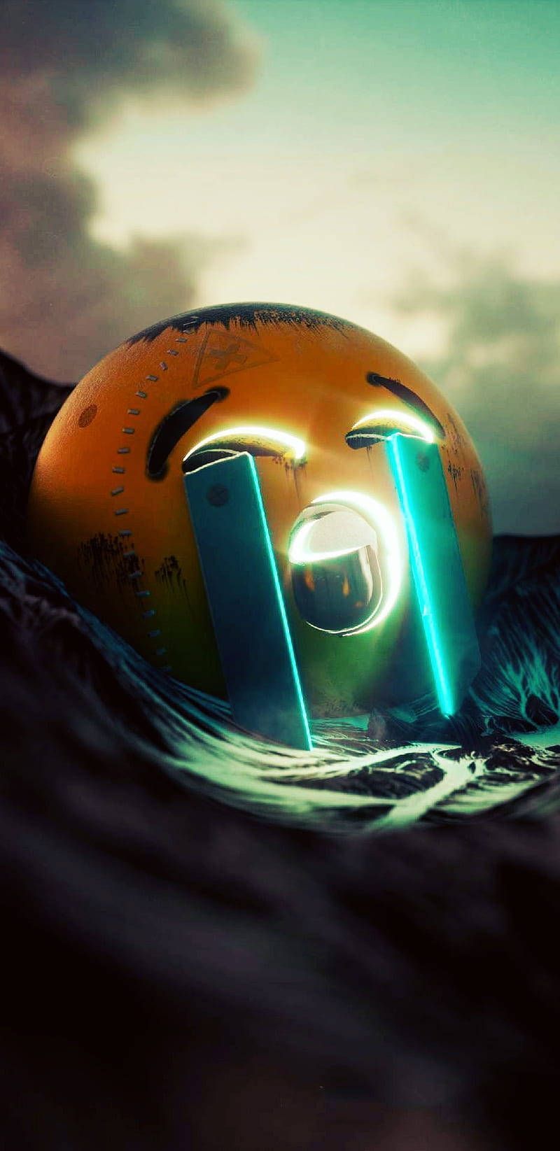 800x1645 Sad Emoji Realistic Neon Tears