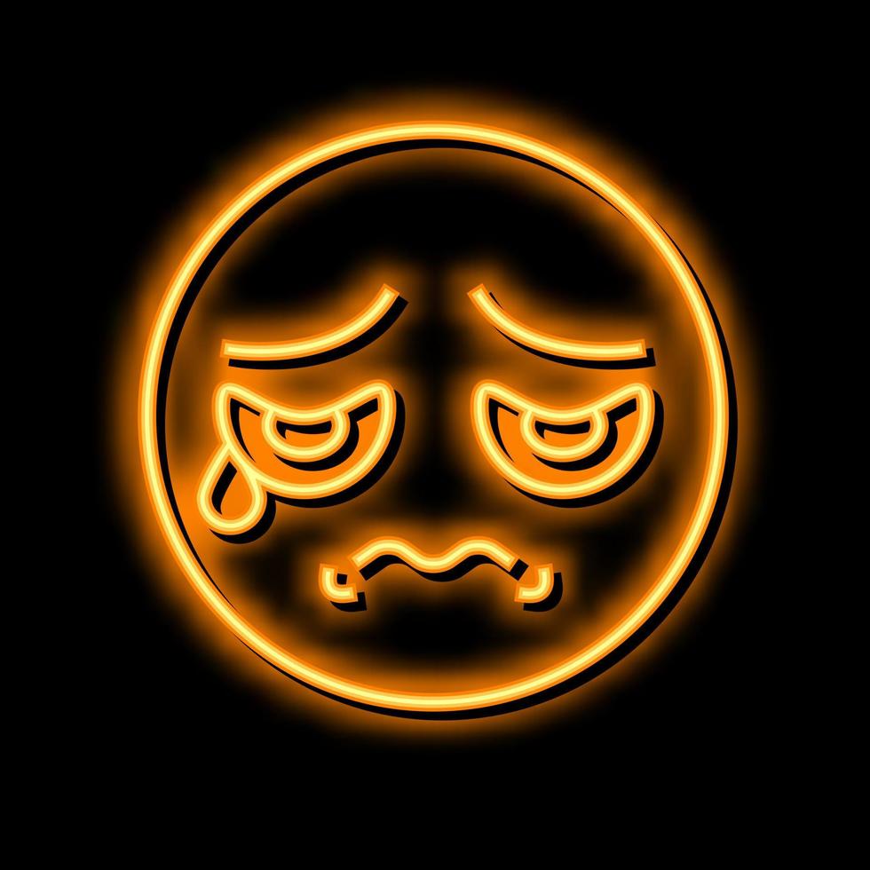 980x980 sad emoji neon glow icon illustration