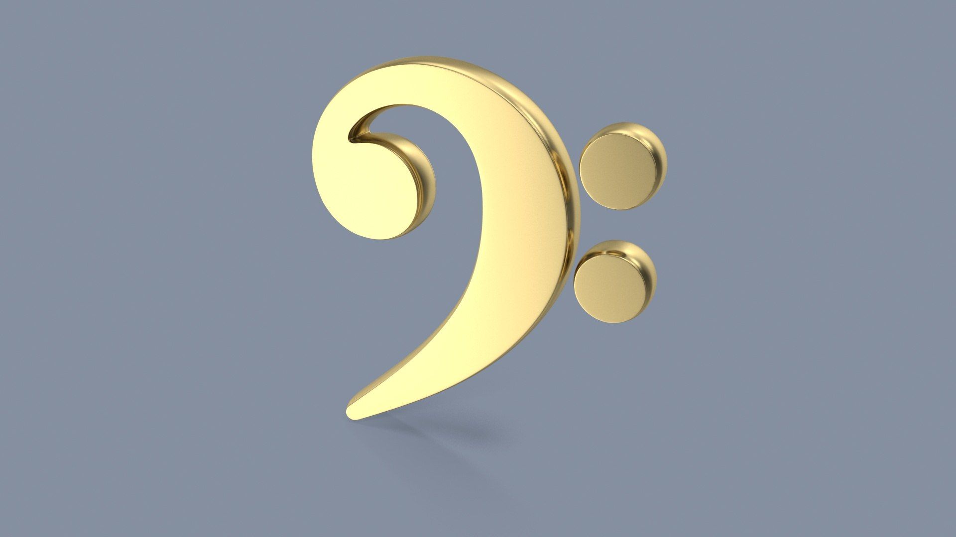 1920x1080 3D Model Bass Clef Music Symbol Gold