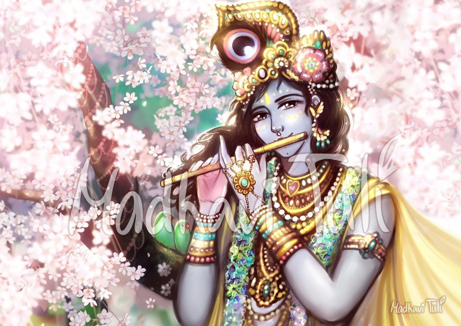 1500x1061 HD File Shri Krishna Playing Flute High