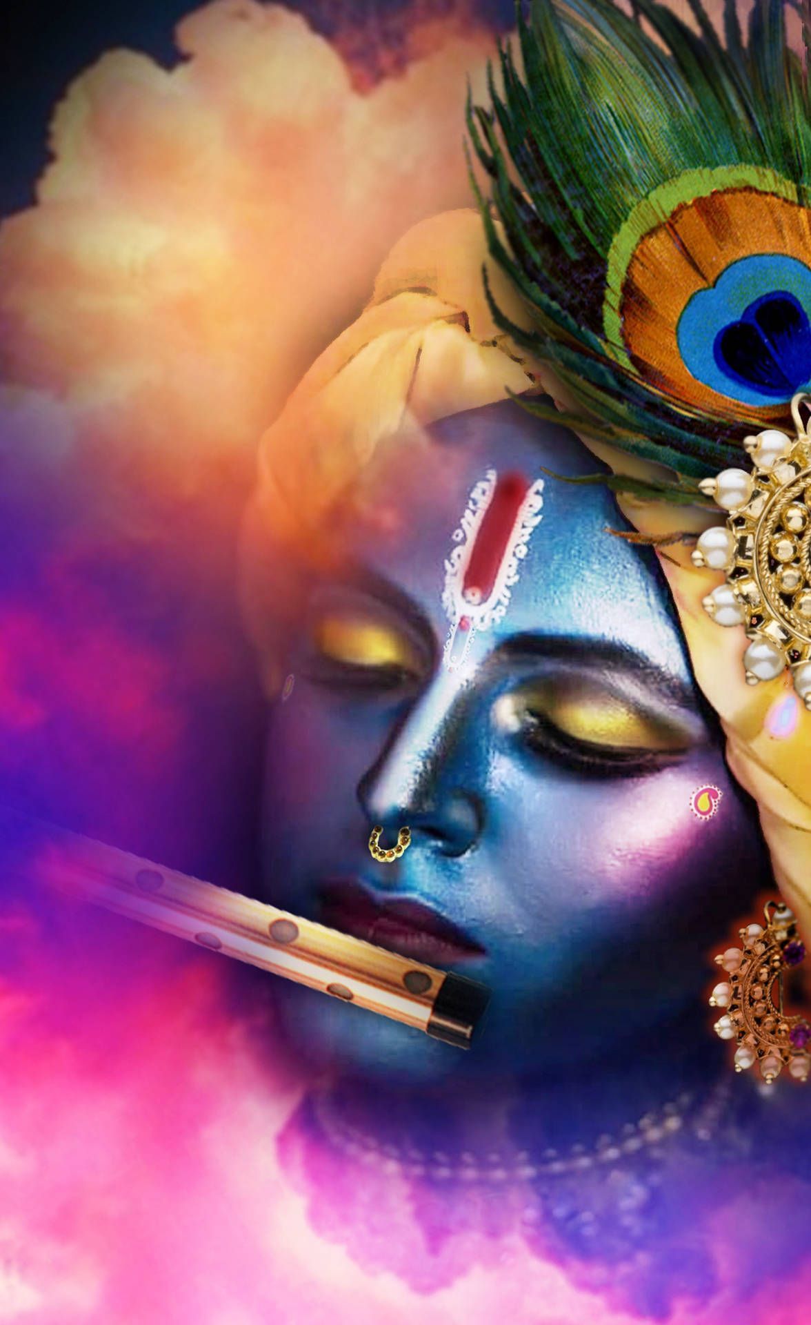 1176x1920 Download Krishna iPhone Colorful Smokes
