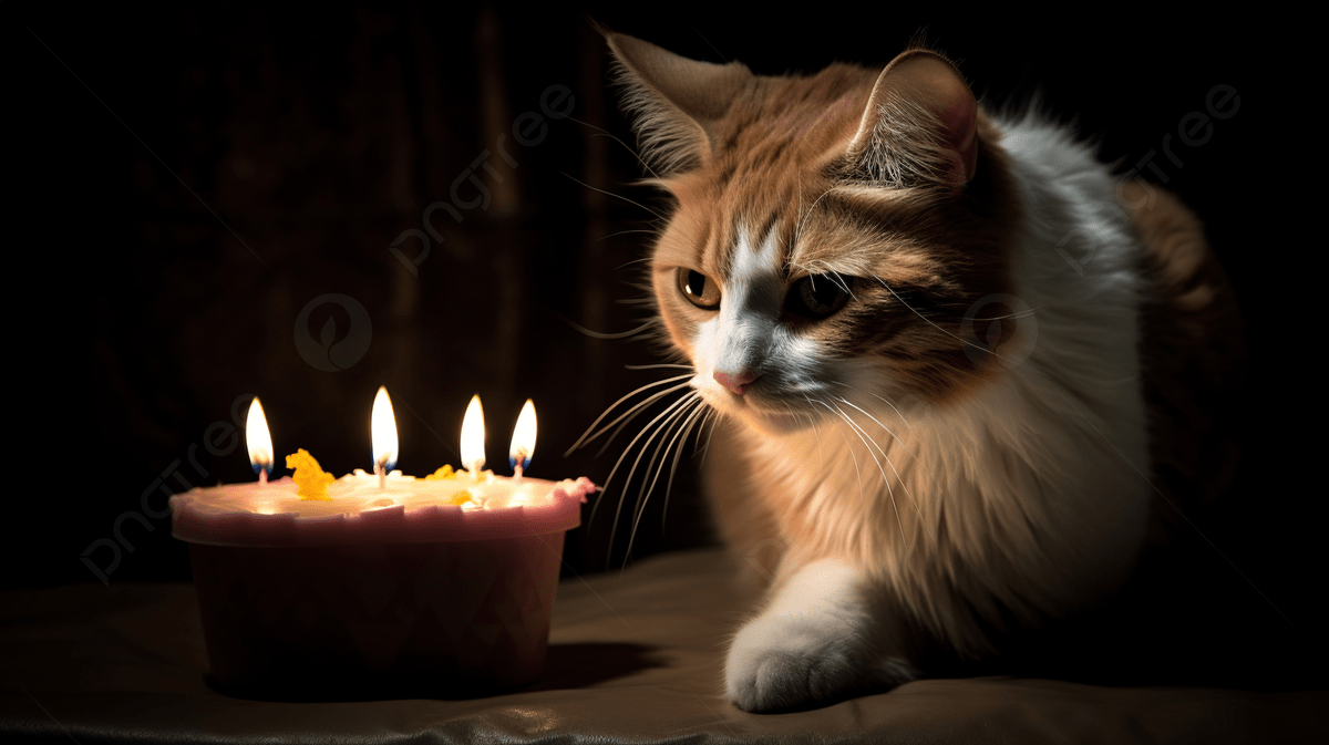 1200x673 Cat Eating Cake With Candle Lights