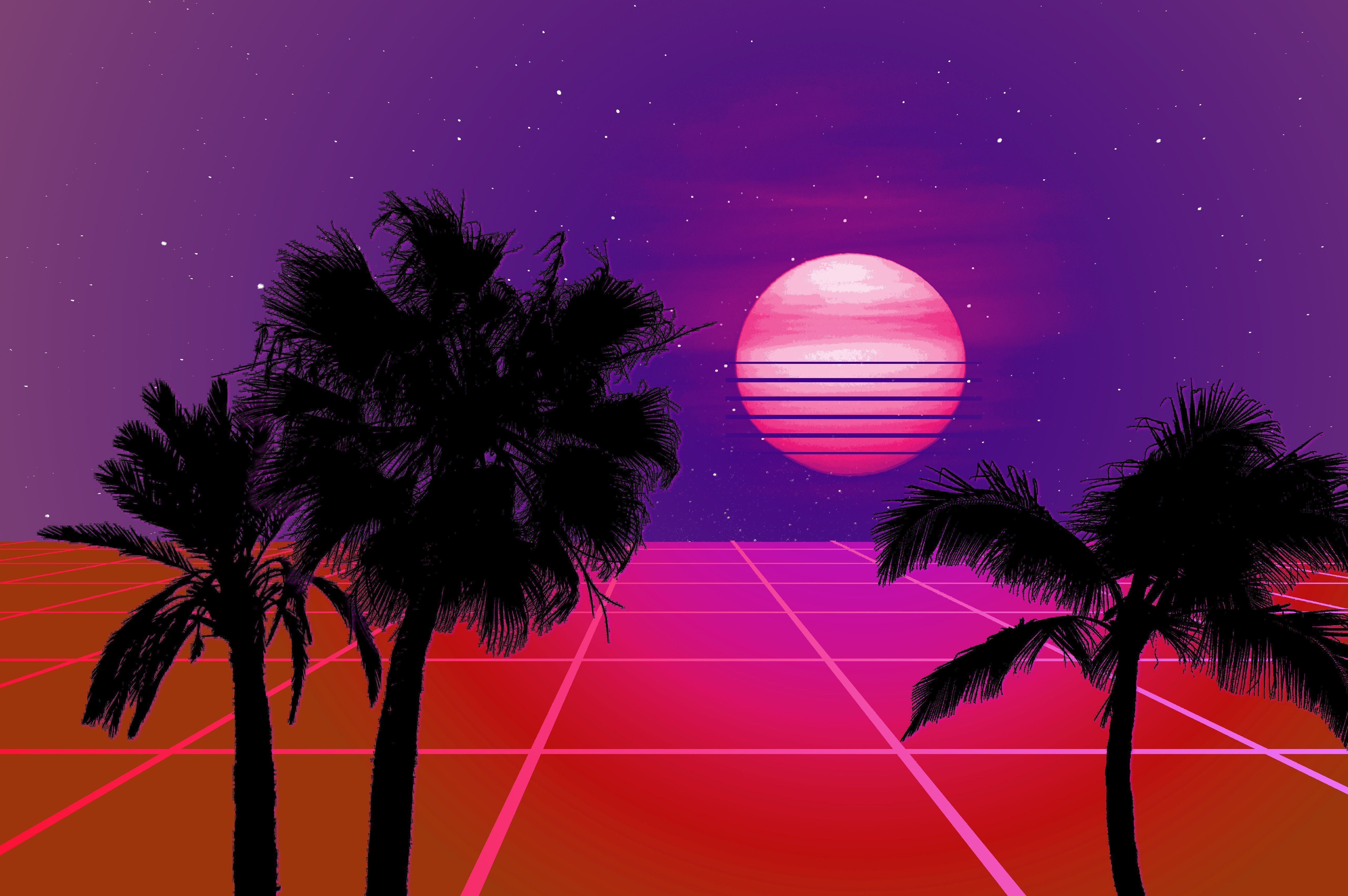 5128x3408 Spotify playlist cover synthwave