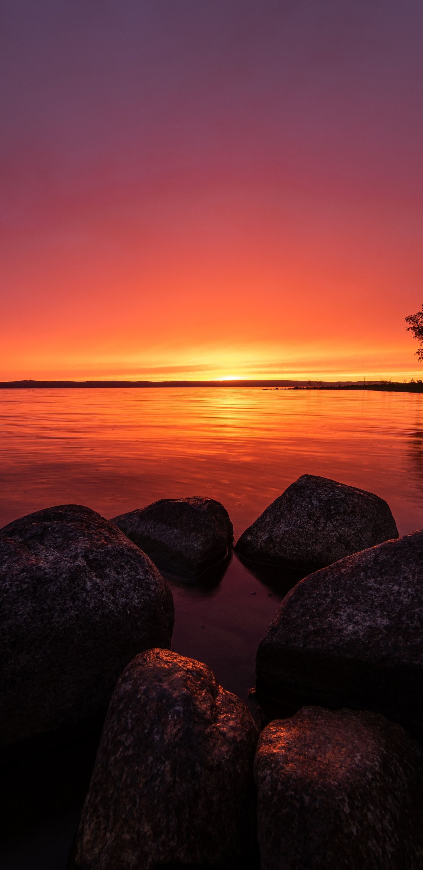 1440x2960 Sweden Sunrise Nature Lake Phone Wallpaper