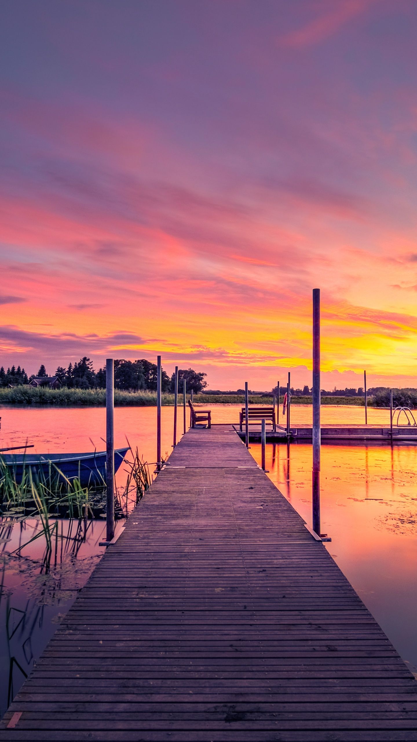 1440x2560 Sunset Wallpaper 4K, Sweden, Lake, Twilight