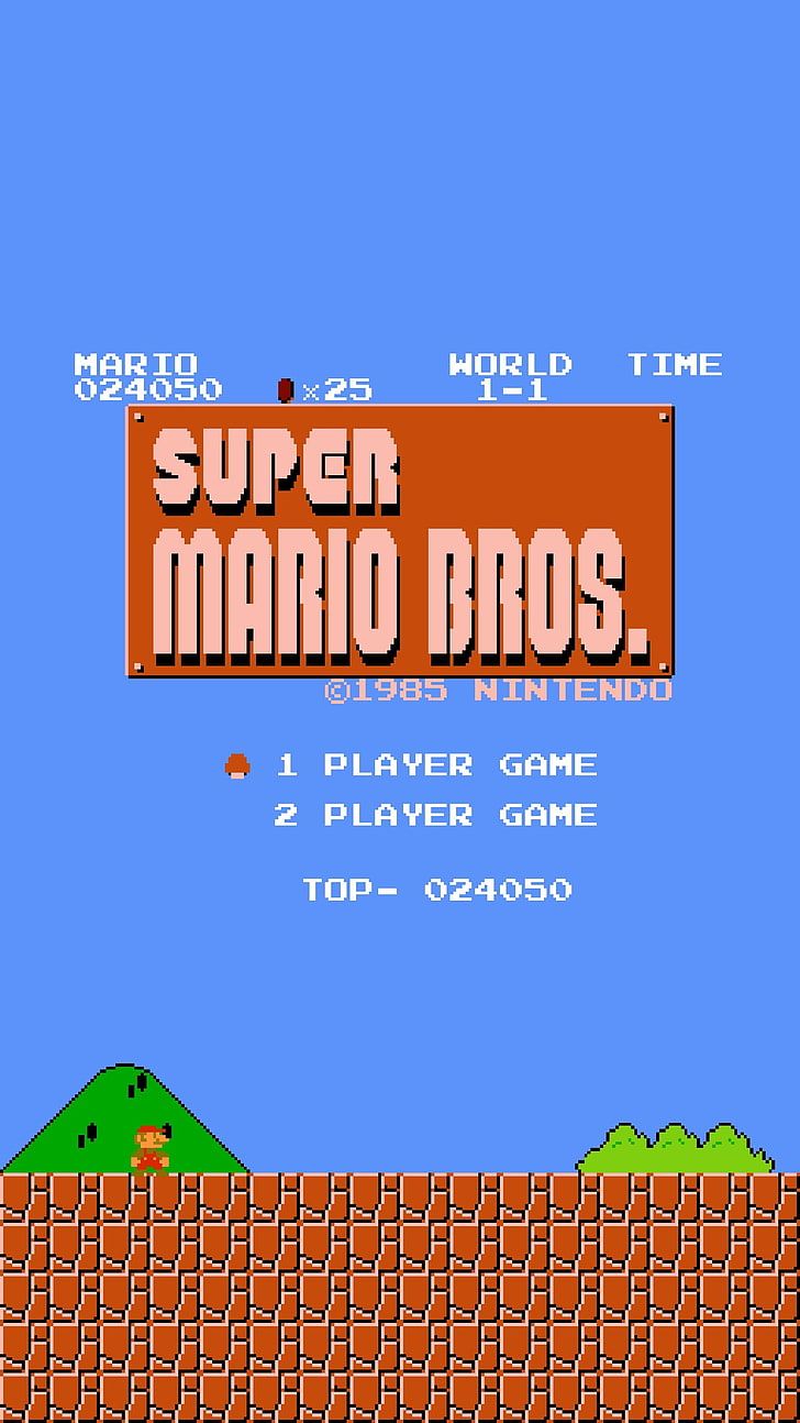 728x1294 HD wallpaper: Bit, Nintendo, Pixels, Portrait Display, retro Games, Super Mario