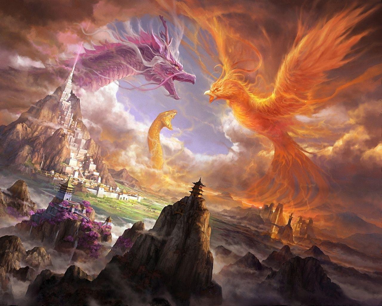 Phoenix and Dragon Wallpapers - Top Free Phoenix and Dragon Backgrounds -  WallpaperAccess