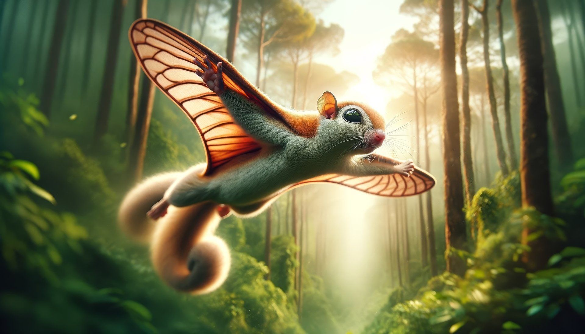 1920x1097 Flying Squirrel Soaring Through Misty