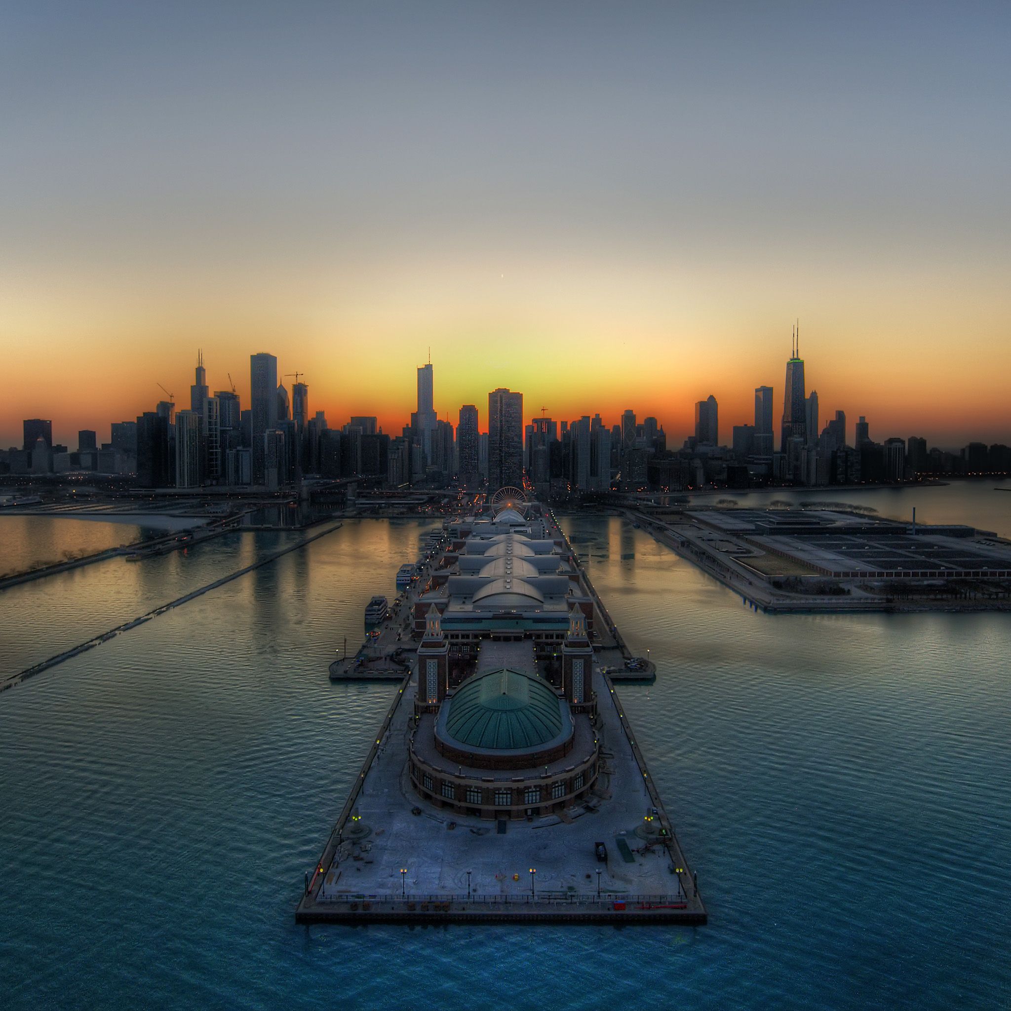 2048x2048 Chicago HDR Sunset iPad Wallpaper