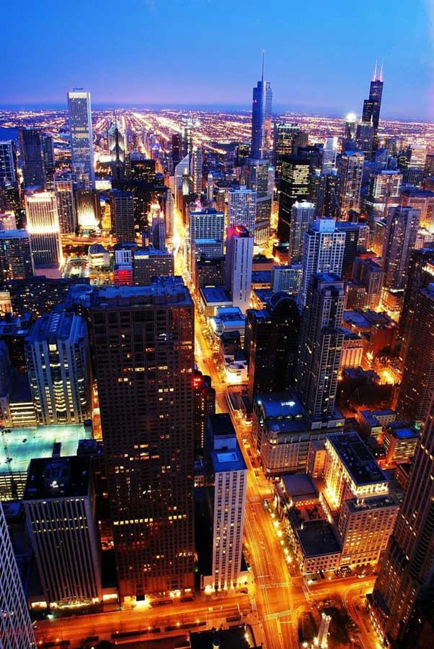 850x1269 Chicago spring at night HD wallpaper