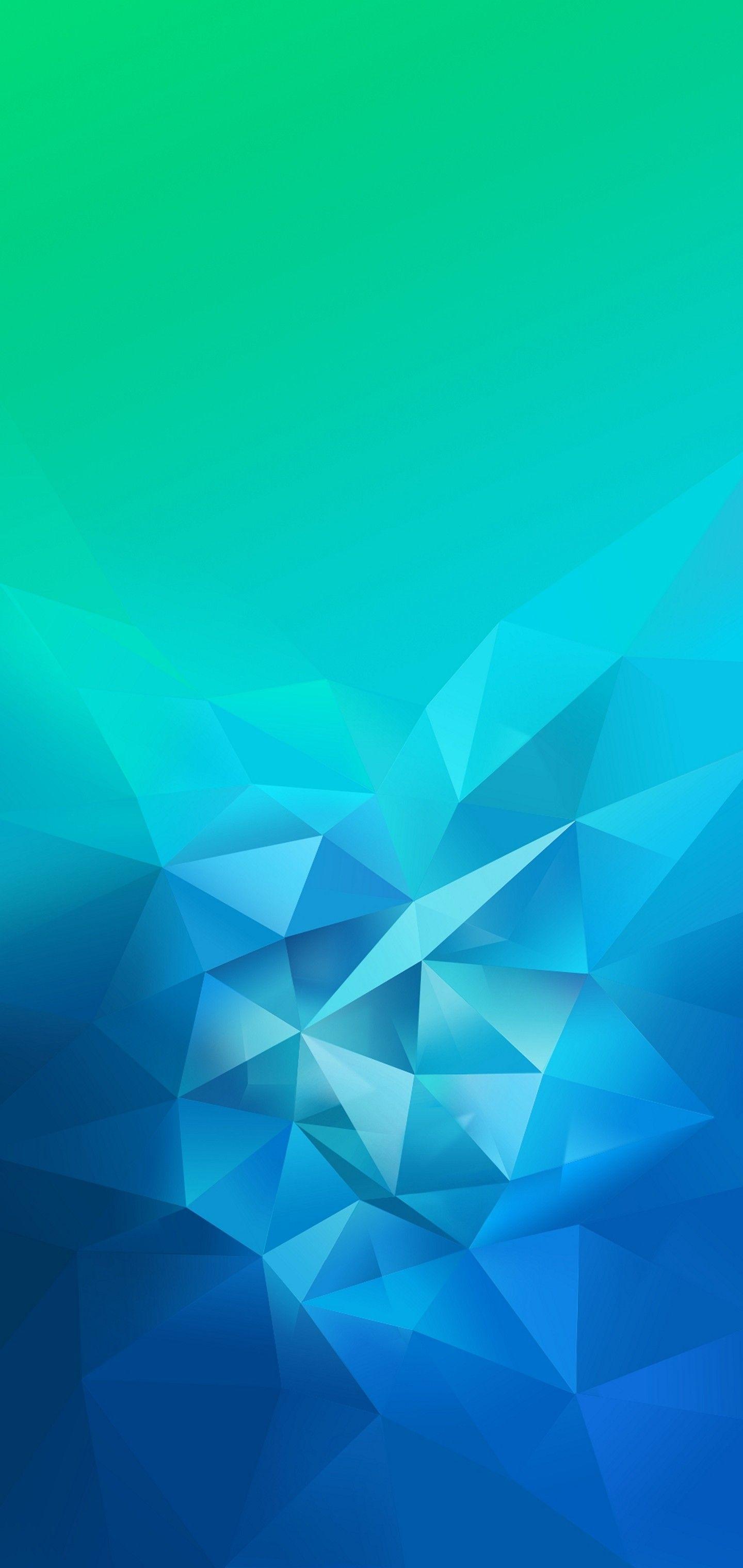1440x3040 Hình nền đa giác 3D Blue Green Blur - [1440x3040]