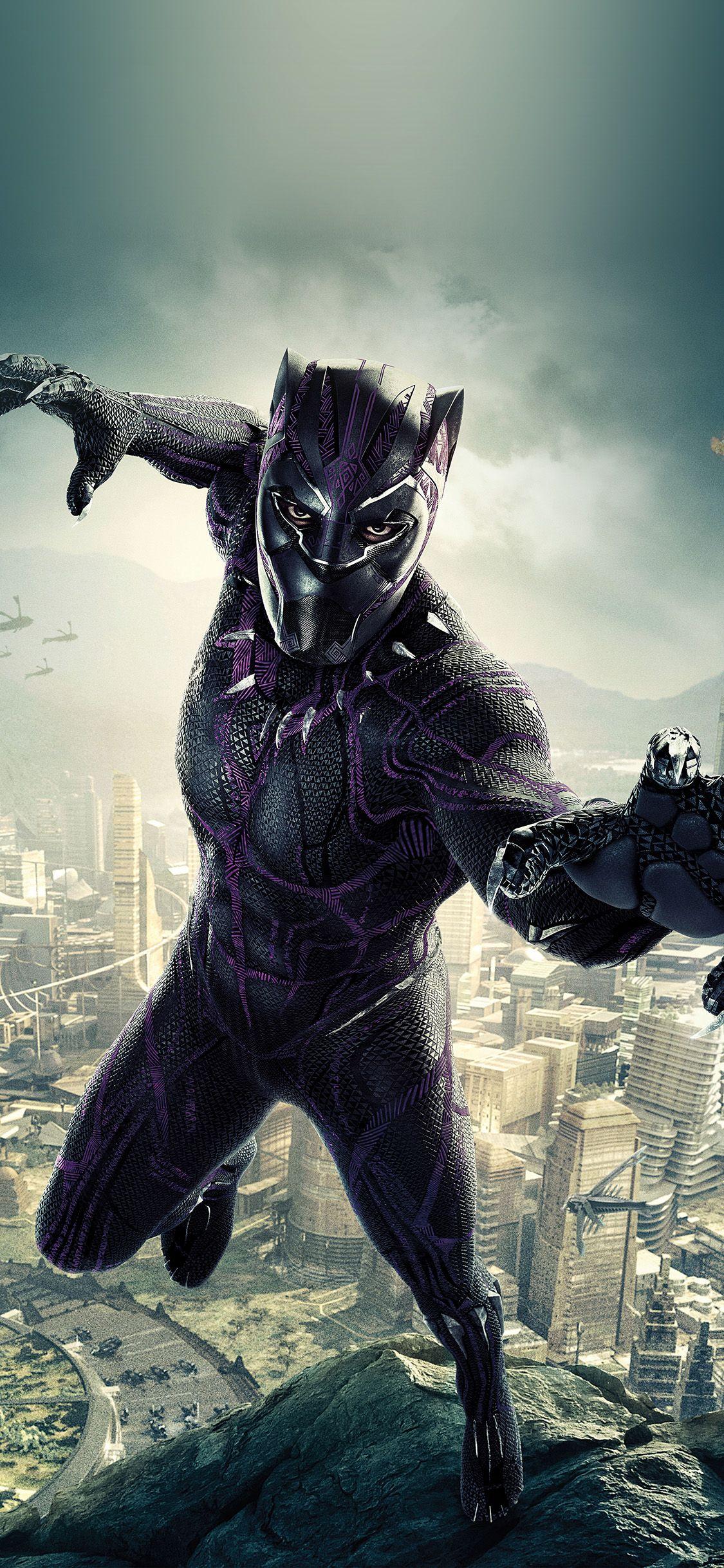 1125x2436 iPhone X wallpaper. marvel film hero blackpanther art illustration